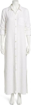 Faherty Dune Cotton Gauze Maxi Shirtdress In White