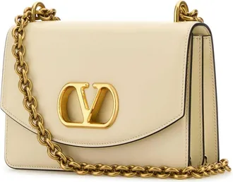 Valentino Garavani Womens Ivory Leather Vlogo Signature Shoulder Bag Butterwhite Borse A Tracolla