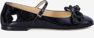 Mach & Mach Mach & Womens Double Bow Ballerinas - Black Leather - Size 37.5 EU/IT