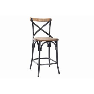 Miliboo Miliboo - Taburete De Bar Industrial En Madera Y Metal Envejecido Negro 65 Cm Jake