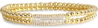 Nordstrom Rack Pav&eacute; Cubic Zirconia Beaded Stretch Bracelet in Clear- Gold at Nordstrom Rack