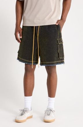 Diet Starts Monday Flocked Drawstring Cargo Shorts in Green/indigo at Nordstrom, Size Xx-Large