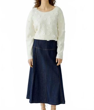 Oui Womens A-Line Skirt In Raw Denim