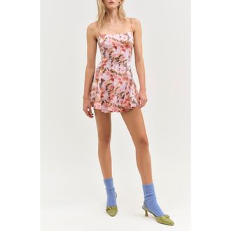 For Love & Lemons Fallen Floral Print Sleeveless Minidress in Pink at Nordstrom Rack, Size Large