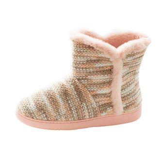 Frcolor Winter Non-Slip Short Snow Boots for Women with Thick Sole, Pink Household Warm Shoes for Home Use, Size L (Fits EU 38-39)