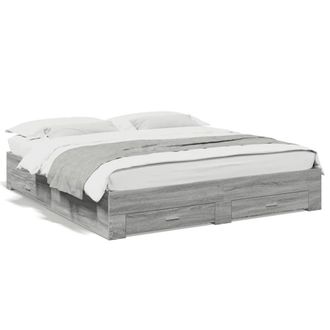Berkfield Home Bed Frame with Drawers without Mattress Grey Sonoma 200x200 cm