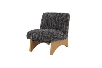 Woodek Sillón de roble macizo con tela blanca y negra