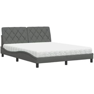vidaXL Vidaxl - Cama Con Colch&oacute;n De Tela Gris Oscuro 160x200 Cm