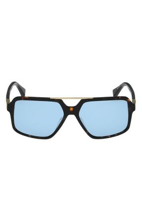 Rag & Bone 56mm Navigator Sunglasses in Milky Classic Tort /Blue at Nordstrom