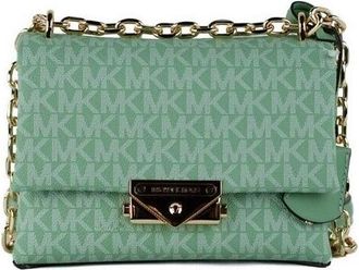 Michael Kors Womens Cece Small Sea Green Signature PVC Convertible Flap Crossbody Bag
