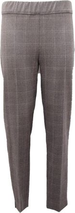 D.exterior Wollen Broek Flanelruit Graniet - Dames - Straight fit broeken - Grijs - M - Wol - Broeken