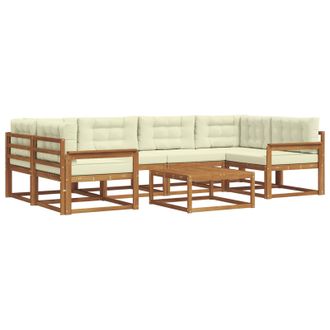 vidaXL Conjunto De Sof&aacute;s De Exterior Con Coj&iacute;n 7 Pcs Natural Y Crema Vidaxl