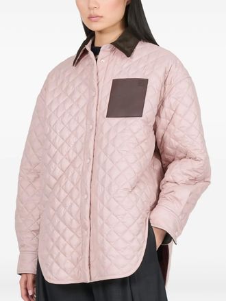 Loewe quilted panelled overshirt jacket - women - Fabric - 36 - Pink