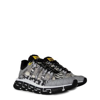 Versace Grey Python Print Trigreca Sneakers Size 40.5
