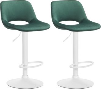 Clp Set De 2 Taburetes De Bar Camden En Terciopelo Verde Metal Blanco Mate