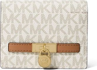 Michael Kors Hamilton Moderne Small Compact Wallet Wallet Womens Handbags Vanilla/Acorn, Polyester