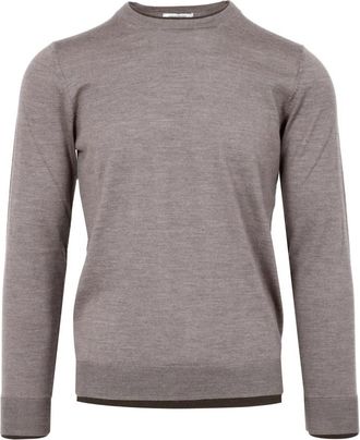 Paolo Pecora Trui met ronde hals - Heren - Ronde hals truien - Bruin - 2XL - Wol - Truien & Vesten