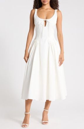 House of CB Alira Keyhole Cotton Dress in White at Nordstrom, Size X-Small