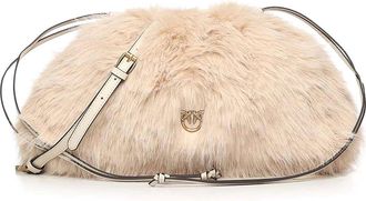 Pinko Maxi Faux Fur Clutch With Logo