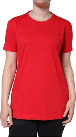 Dolce & Gabbana Rode Katoenen Logo T-shirt voor Vrouwen - Dames - T-shirts - Rood - 2XL - Katoen - Tops