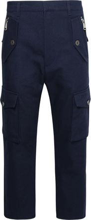 Balmain Blauwe katoenen broek met meerdere zakken - Heren - Straight fit broeken - Blauw - M - Katoen - Broeken