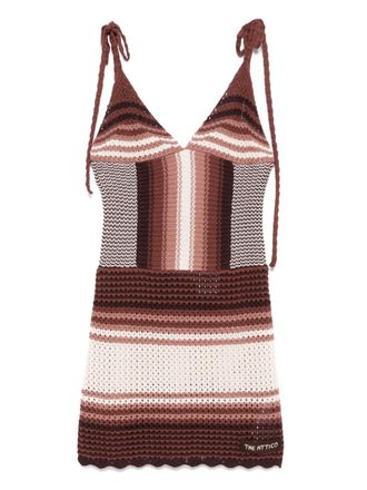 The Attico striped mini dress - Brown