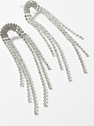 Simons Womens Long crystal-cascade earrings