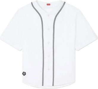 Kenzo Boke Flower 2.0 Baseball Shirt - Heren - Korte mouwen Overhemden - Wit - S - Katoen - Overhemden