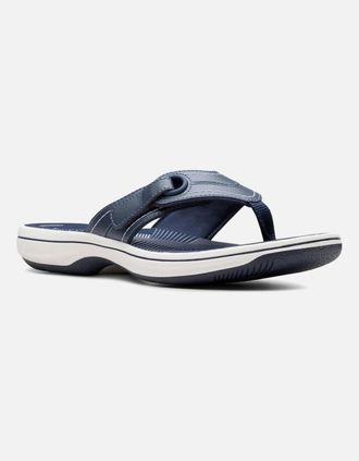 Clarks Womens Brinkley Reyna Womens Toe Post Sandals - Navy - Size: 8