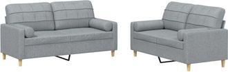 vidaXL Vidaxl - Juego De Sof&aacute;s Con Cojines 2 Piezas Tela Gris Claro