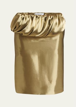 Ferragamo Lam&eacute; Wool Draped Peplum Skirt