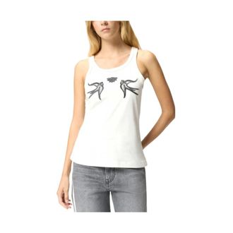 Pinko Pinko, Tops, Dames, Wit, M, Katoen, Crocchetta Tank Top