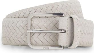 BOSS Logo-buckle belt in woven suede