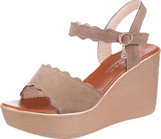 Generic Cocila Ladies Sandals Heels Toe Fashion High Shoes Platforms Women WomenS Beige, 5.5 Court Navy Wedges For Wedge Flatform Sparkly Flat Silver Beaded H