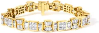 House of Brilliance 14K Yellow Gold 9 7/8 Cttw Princess and Baguette Diamond Bow and Box Link Tennis Bracelet at Nordstrom