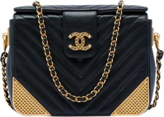 Chanel Pre-owned Quilted Crossbody Bag - Dames - Vintage Schoudertas - Zwart - ONE Size - Leer - Vintage