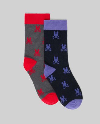 Psycho Bunny Kids 2 Pack Dress Sock 400 NAVY / L/XL