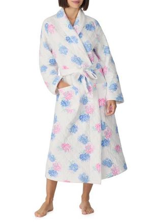 Eileen West Ballet Quilted Wrap Robe in White/Floral at Nordstrom, Size Large