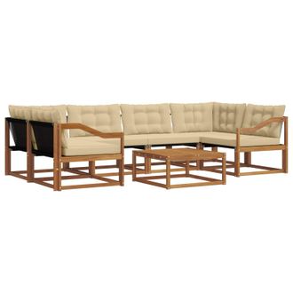 vidaXL Conjunto De Sof&aacute;s De Exterior Con Coj&iacute;n 7 Pcs Natural Y Beige Vidaxl