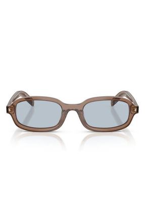Prada 50mm Small Oval Sunglasses in Transparent Clay /Blue/Grey at Nordstrom
