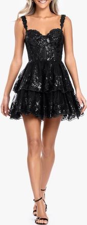 Blondie Nites Sequin Lace Minidress in Black at Nordstrom, Size 15