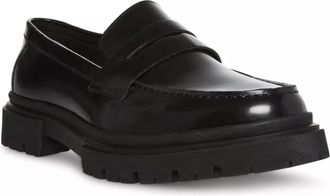 Steve Madden Zeb Penny Loafers Black Leather Slip On Shoes HAWK520