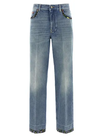 Valentino Garavani Womens Floral Jeans