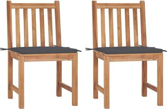vidaXL Sillas De Jard&iacute;n 2 Unidades Madera Maciza De Teca Con Cojines Vidaxl
