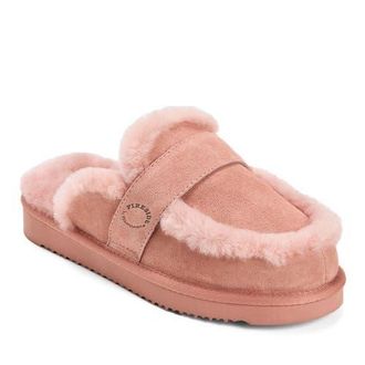Dearfoams Fireside Richmond Genuine Shearling Scuff Slipper in Dusty Pink at Nordstrom, Size 11