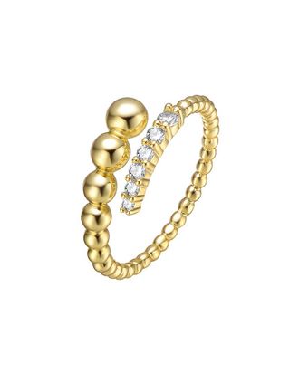 Genevive 14K Over Silver CZ Love Ring