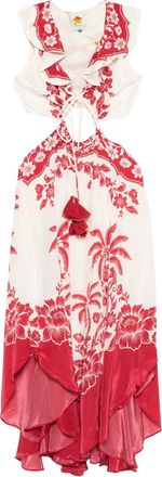 Farm Rio Guanacaste Sand Cut Out Sleeveless Midi Dress