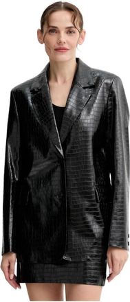 Isabelle Blanche Enkelrijige Blazer - Dames - Blazers - Zwart - S - Leer - Jassen