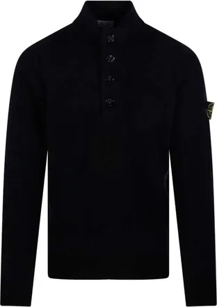 Stone Island trui met hoge hals en knoopdetail