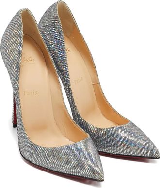 Christian Louboutin Pumps a punta Glitter Pigalle Follies 120mm - Argento